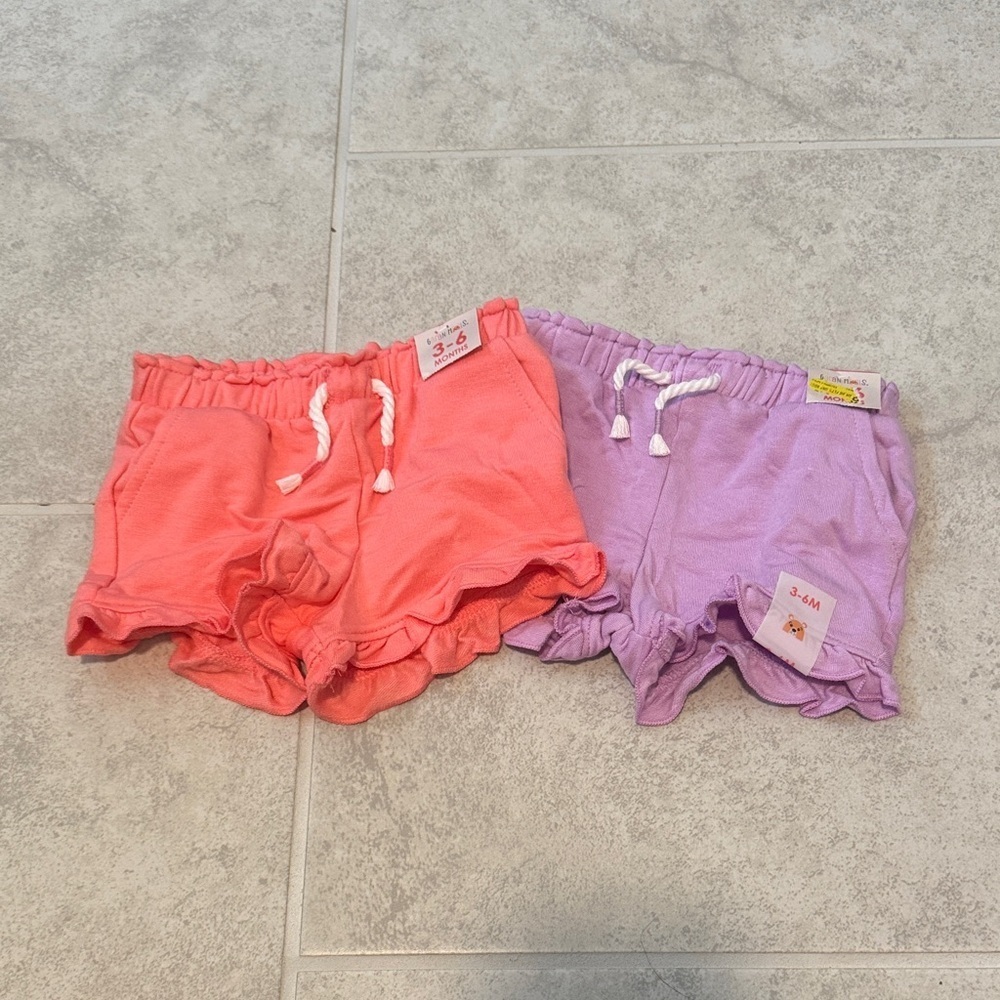 Garanimals Coral and Lavender Ruffle Shorts